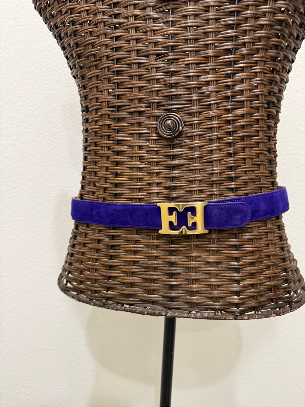 Escada Purple Suede Belt with Gold Buckle